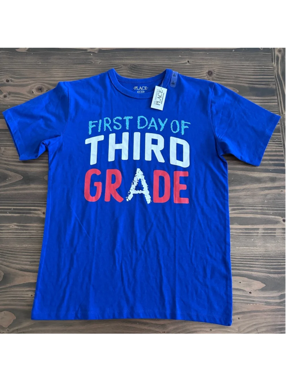 Kids First Day 3rd Grade Shirt Boys L 10/12 Blue NWT School Tee